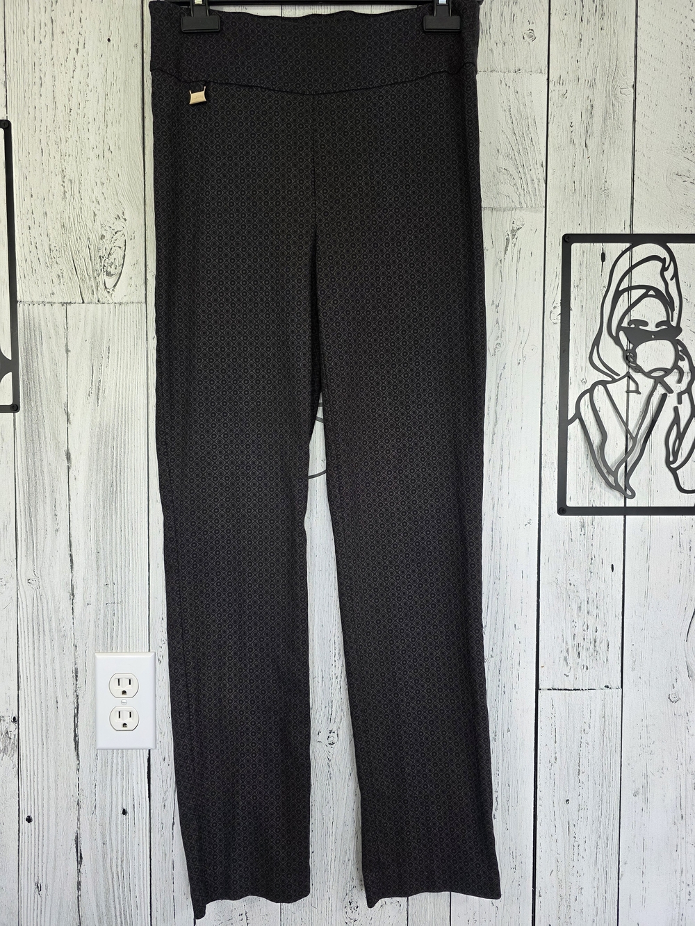 Joseph Ribkoff Black Geometric Pull-On Dress Pants Size 10 Made in Canada Office